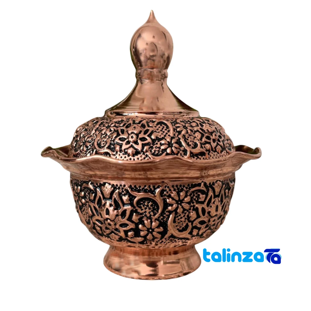 Front view of Copper Craft Sugar Bowl Unique Design and key details
