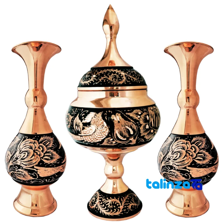 Diamond Cut Copper Vase and Candy Bowl Set product labeling brand (Package front)