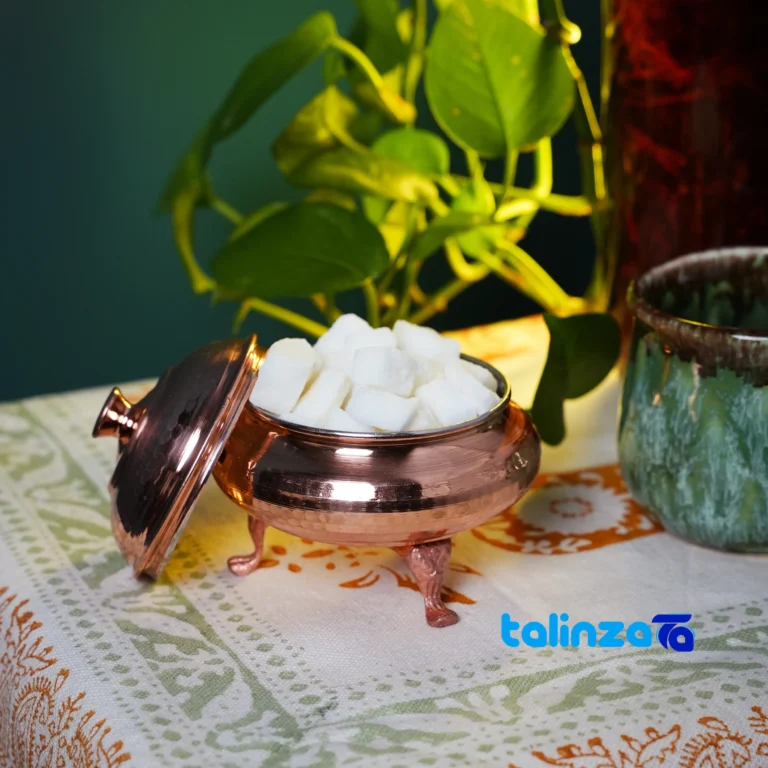 Zanjan Copper Sugar Bowl Handcrafted Engraving - Front view showing design and key details