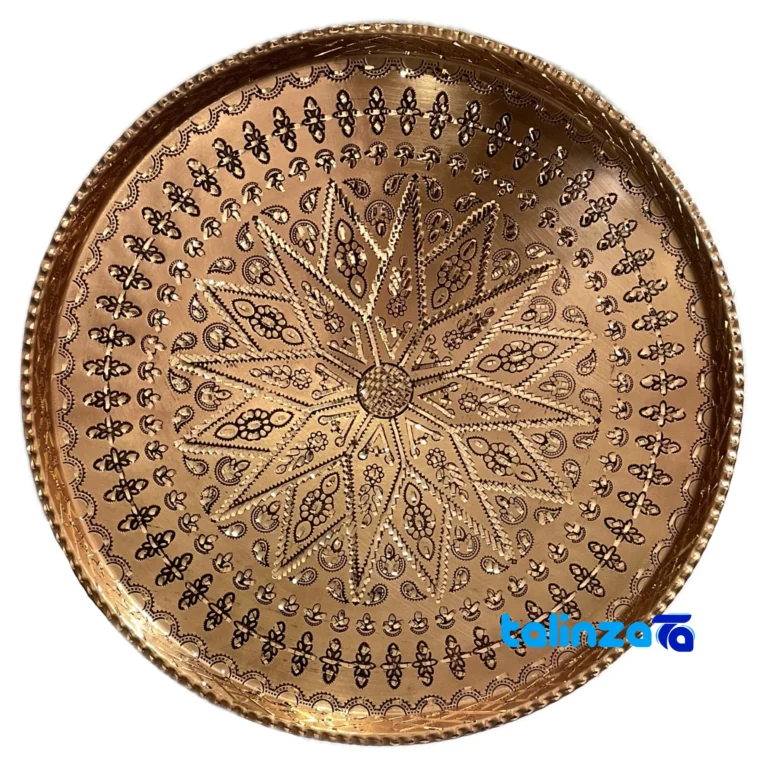 Diamond Pattern Copper Tray Serving Dish design and key details (Front view)