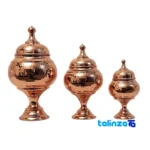 Fazli Copper Chocolate Bowl Set - Elegant Design Hammered and key details (Front view)
