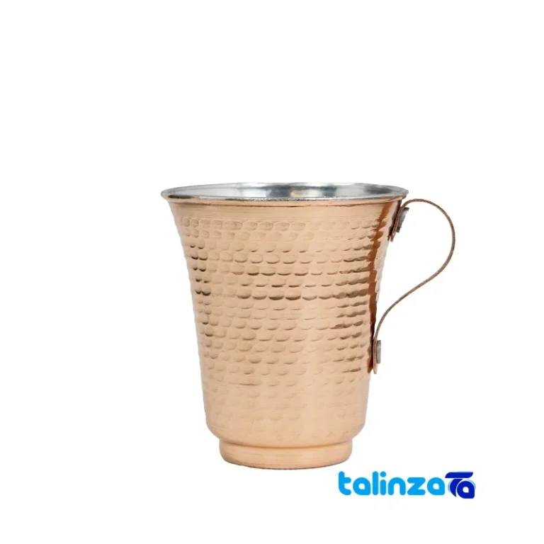 Front view of Zanjan Copper Mug Unique Hammered Design and key details