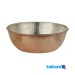 Copper Bowl for Stews - Handcrafted Design - Front view showing and key details