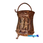 Persian Heritage Copper Trash Bin - Intricate Design - Front view showing and key details