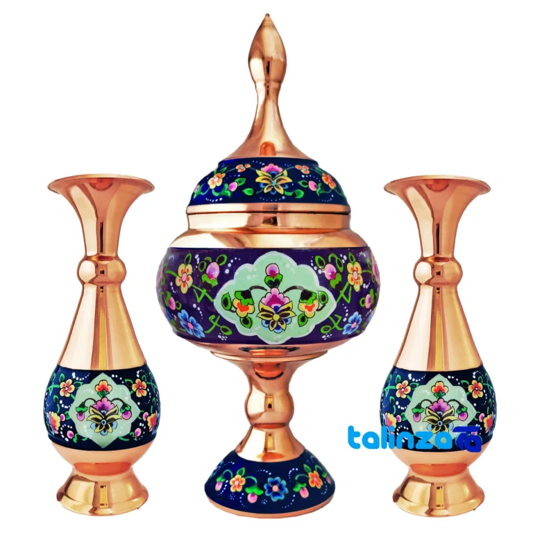 Front view of Pardaz Copper Vase Set with Chocolate Bowl 24x11x24 cm design and key details