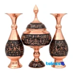 Diamond Cut Flower and Bird Design Pot Set - Front view showing key details