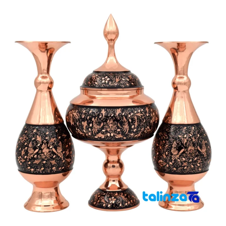 Diamond Cut Flower and Bird Design Pot Set - Front view showing key details