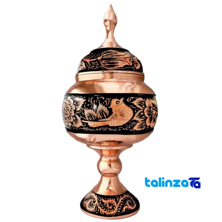 Isfahan Copper Chocolate Bowl Diamond Cut design and key details (Front view)