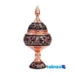 Front view of Copper Candy Dish Engraved Design saffron grade and packaging