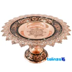 Front view of Diamond Cut Copper Candy Dish Decorative design and key details