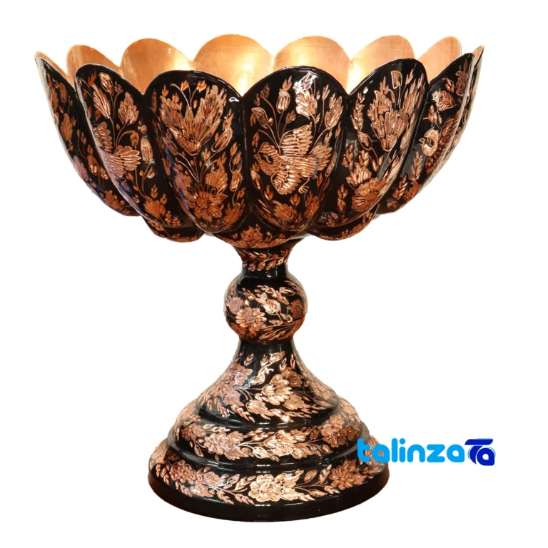 copper fruit bowl - Front view design and key details