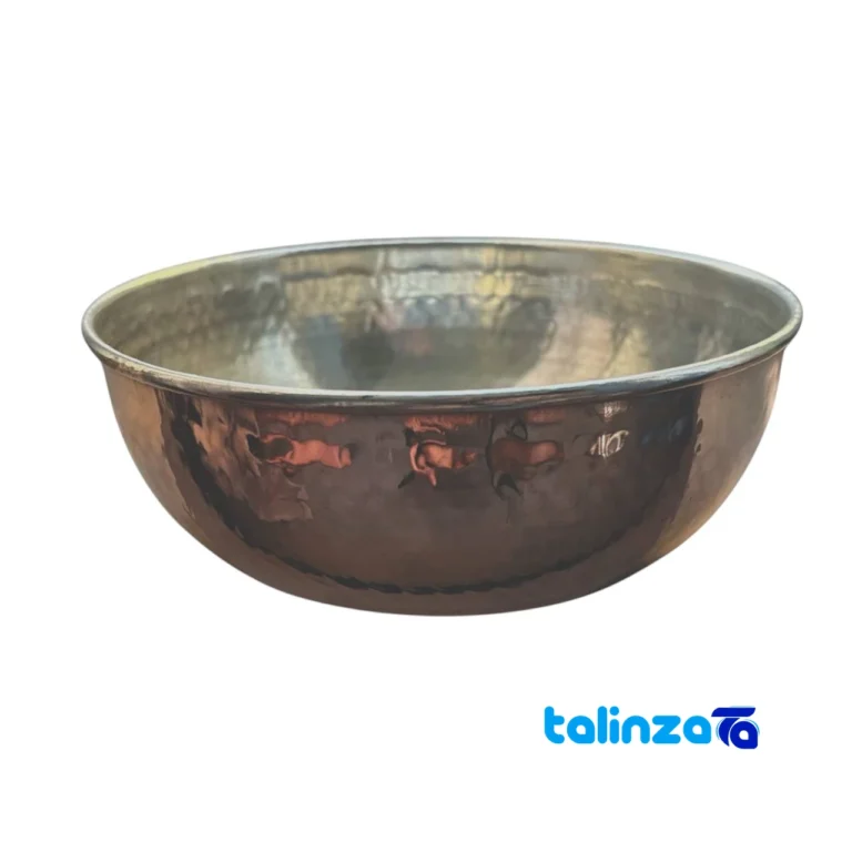 Front view of Copper Bowl Hammered Design Unique Artisan Craft and key details