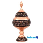Diamond Cut Copper Chocolate Bowl Floral Design and key details (Front view)