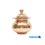 Parsian Copper Sugar Bowl Hammered Design and tin - Front view showing key details