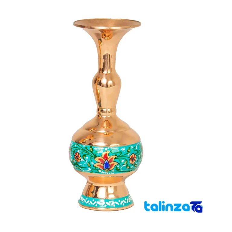 Front view of PA01 Copper Vase with Design by Brand artistic saffron grade and packaging