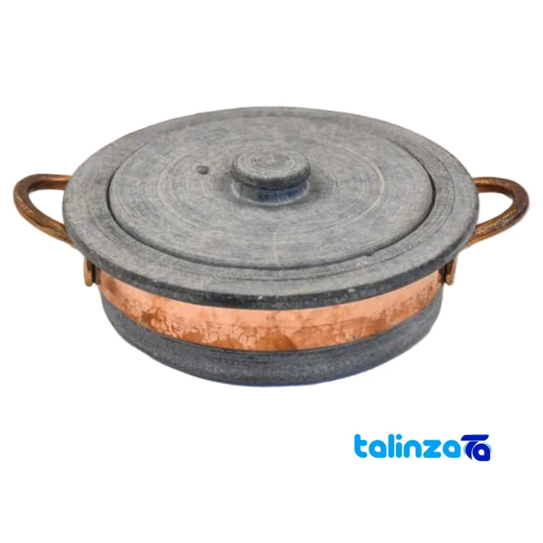 Front view of Copper Stone Pan Handcrafted Unique Design and key details