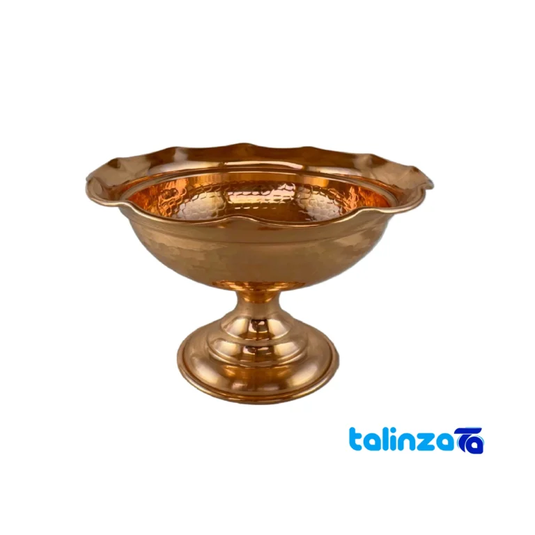 Front view of Copper Chocolate Bowl with Stand design and key details