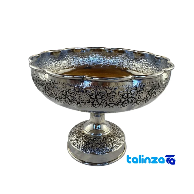 Front view of Copper Decorative Candy Dish Floral Design and key details
