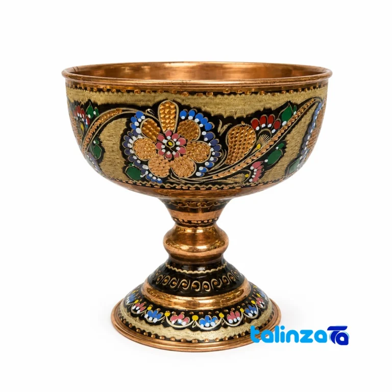 Diamond Engraved Copper Nut Bowl design and key details (Front view)