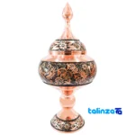 Copper Candy Dish Diamond Cut Handmade 21 x - Front view showing design and key details