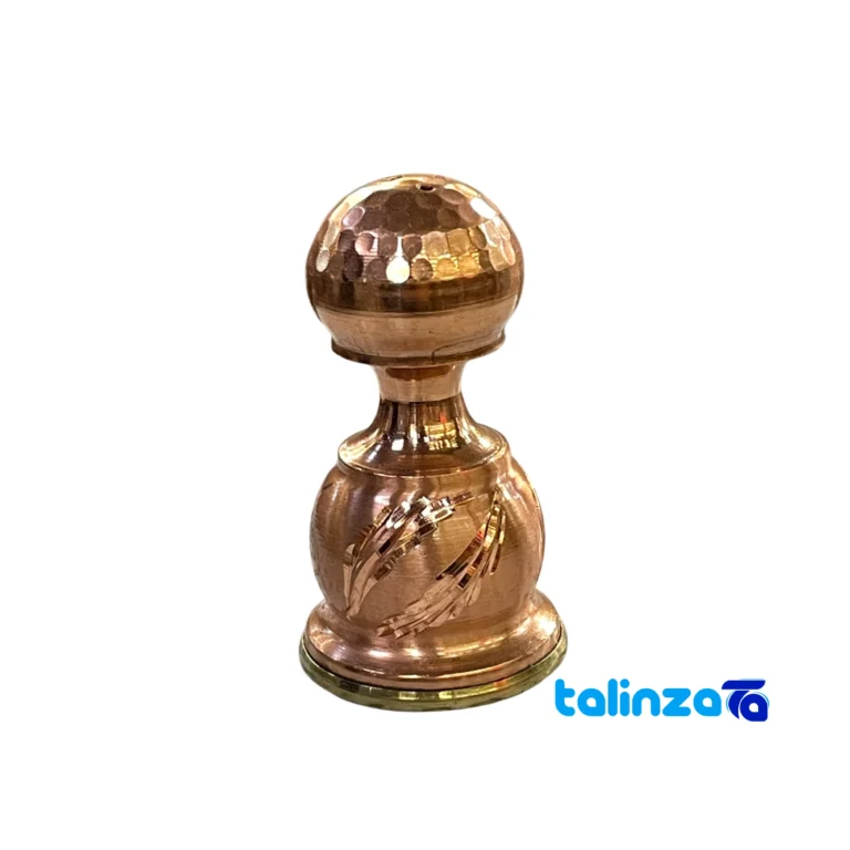 Copper Salt Shaker Handcrafted Unique Design with diamond cut - Front view showing and key details