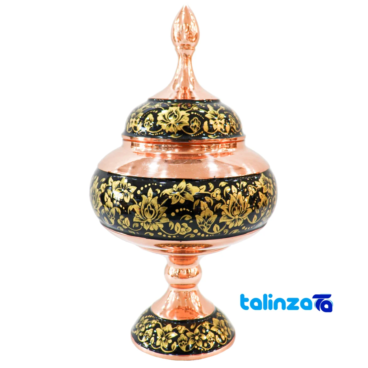 Persian Copper Chocolate Bowl Handcrafted Design 13x13x26 cm - Package front showing product labeling and brand