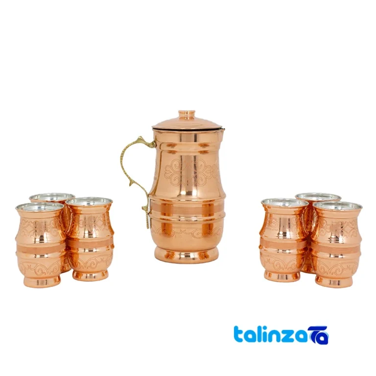 Front view of Zanjan Copper Pitcher and Glass Set - Elegant Design key details