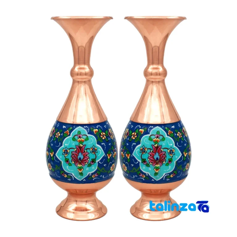 Front view of Copper Flower Pot Handcrafted Artistry Set Two design and key details