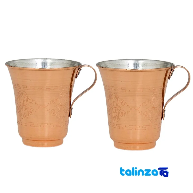 Front view of Zanjan Copper Tulip Mug Set - Elegant Design and key details