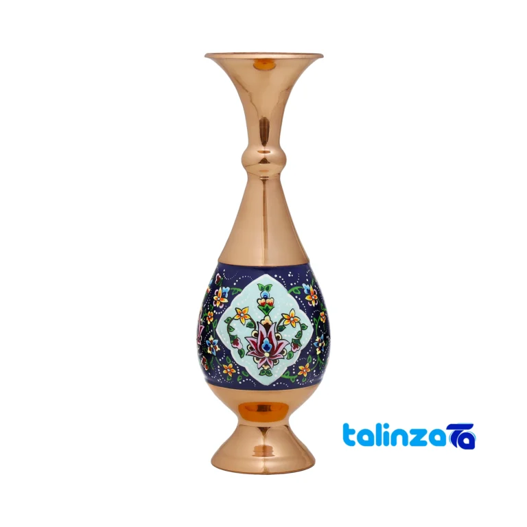 Faraz Art Copper Vase - Engraved Design - Front view showing saffron grade and packaging