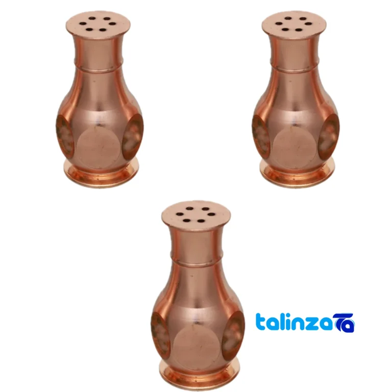 Front view of Luxurious Copper Salt Shaker Set - Handcrafted Elegance design and key details