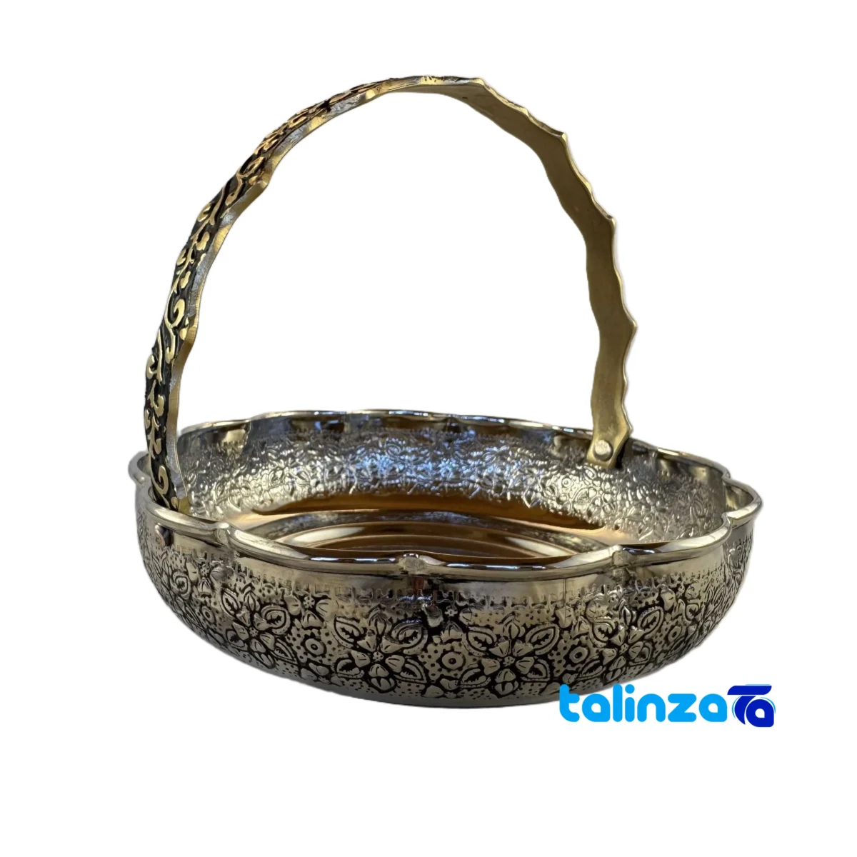 Copper Sweet Dish Floral Design - Front view showing and key details