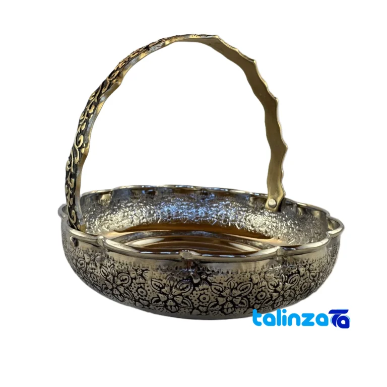 Copper Sweet Dish Floral Design - Front view showing and key details