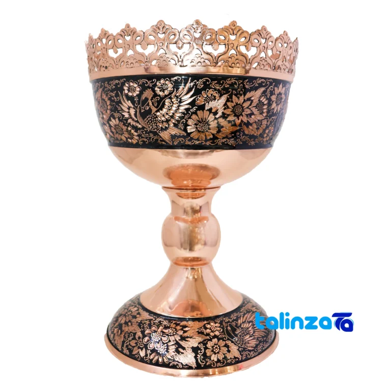 Copper Nut Bowl Diamond Cut 24 x design and key details (Front view)