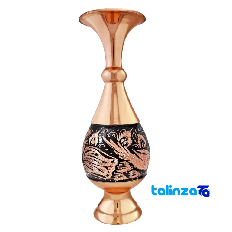 JR Copper Vase Diamond Cut Handcrafted Design saffron grade and packaging (Front view)
