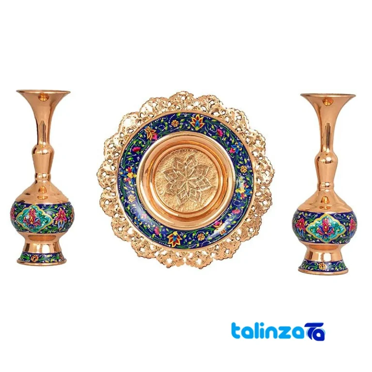 JPS11 Copper Vase and Plate Set - Elegant Design key details (Front view)
