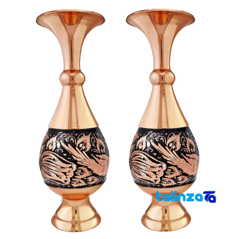 Negaristan Copper Vase Set Handcrafted Decorative Isfahan - Front view showing design and key details