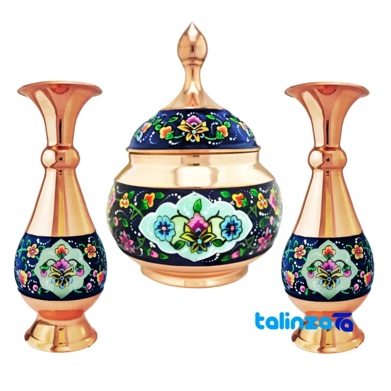 copper vase set - Front view saffron grade and packaging