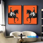 Modern Decorative Wall Art Set of Two Horses Simple design and key details (Front view)