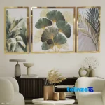 Front view of Modern Decorative Wall Art Set 1501 Gold Mirror Frame design and key details