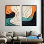 Modern Decorative Wall Art Set - Black Frame - Front view showing design and key details