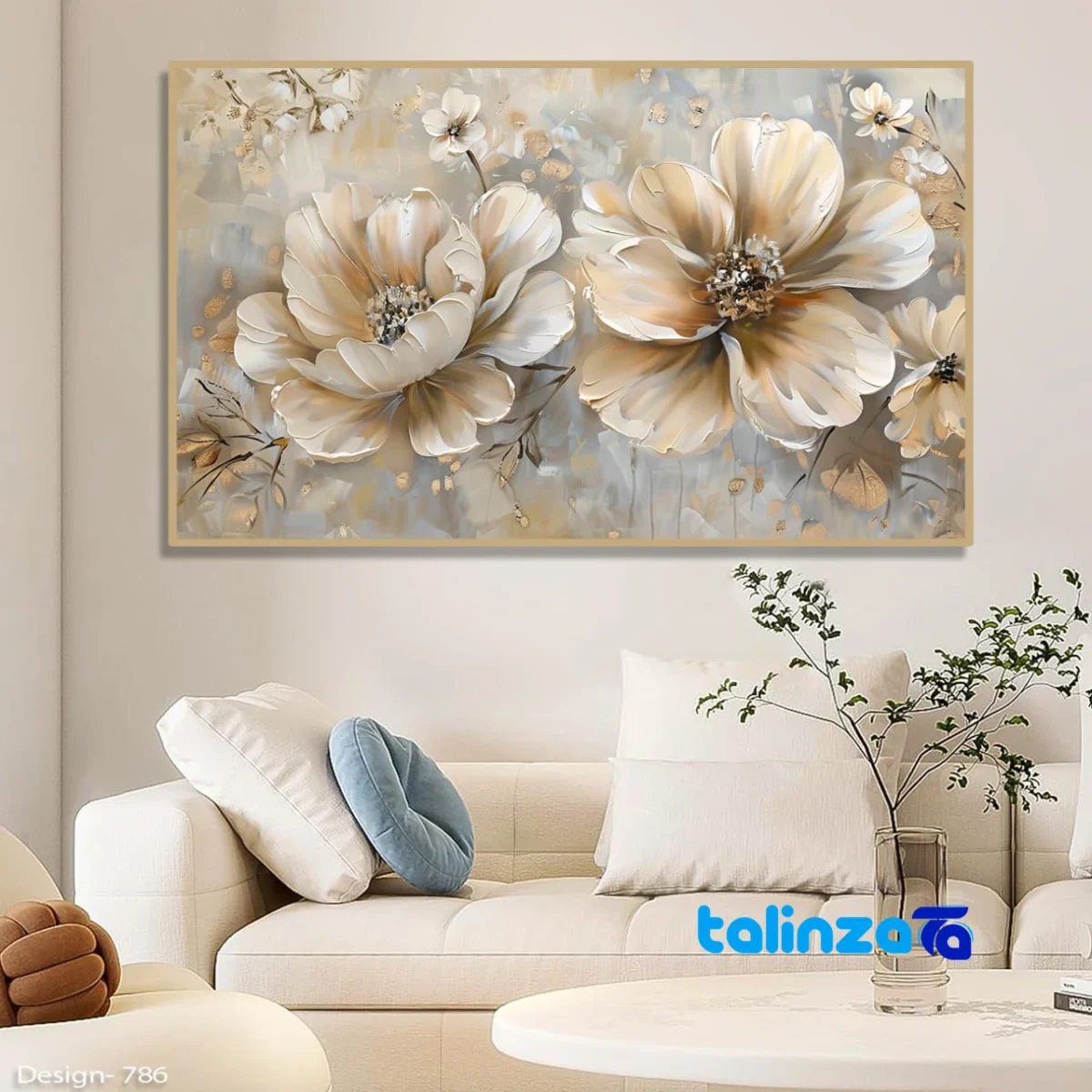 Front view of Modern Decorative Wall Art Flower Design and key details