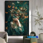 Front view of Decorative Portrait Wall Art Butterfly Design and key details