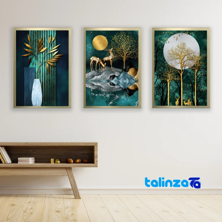 LA Decorative Wall Art Set - Framed Trio 3 pieces - Front view showing design and key details