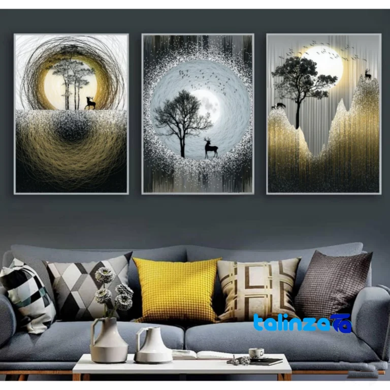 Front view of Decorative Wall Art Set 3 Pieces design and key details