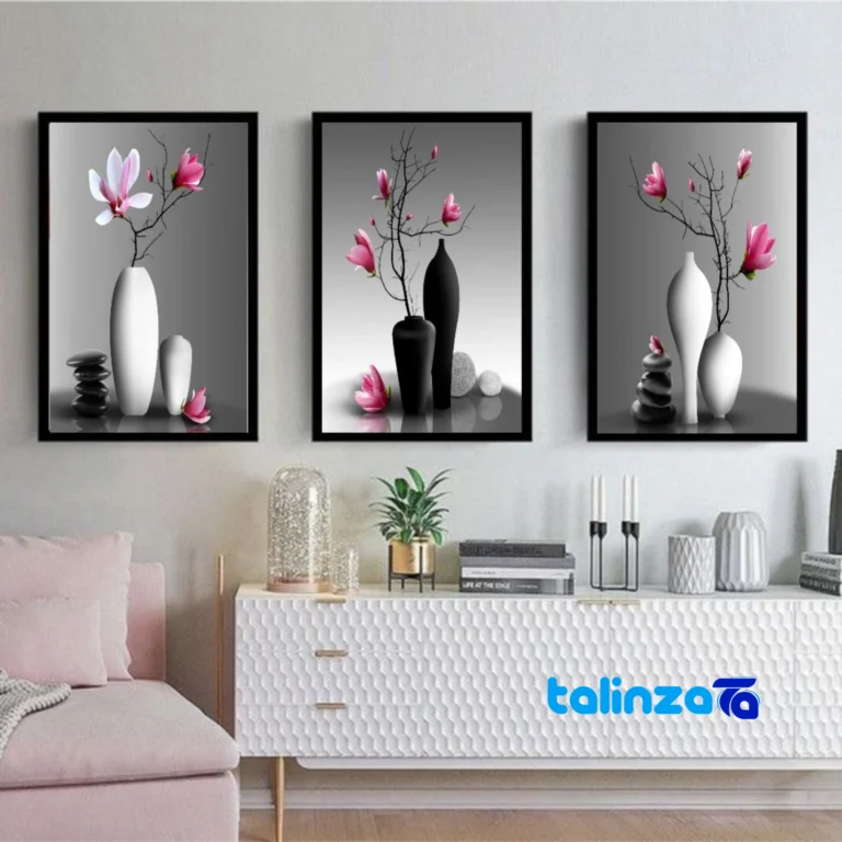 Front view of Decorative Wall Art Set 3 - Stylish Frames pieces design and key details