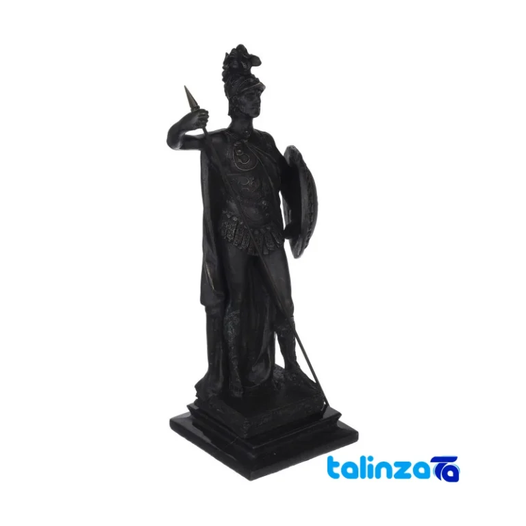 Front view of Alexander Bronze Statue with Stone Base design and key details