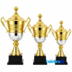 IR035 Trophy Figurine Set Modern Design Gift - Front view showing and key details
