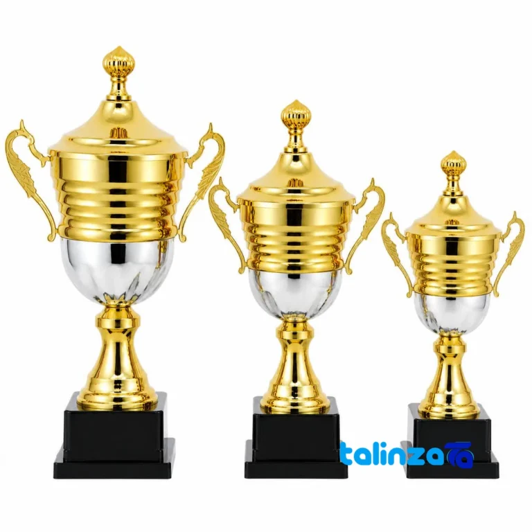 IR035 Trophy Figurine Set Modern Design Gift - Front view showing and key details
