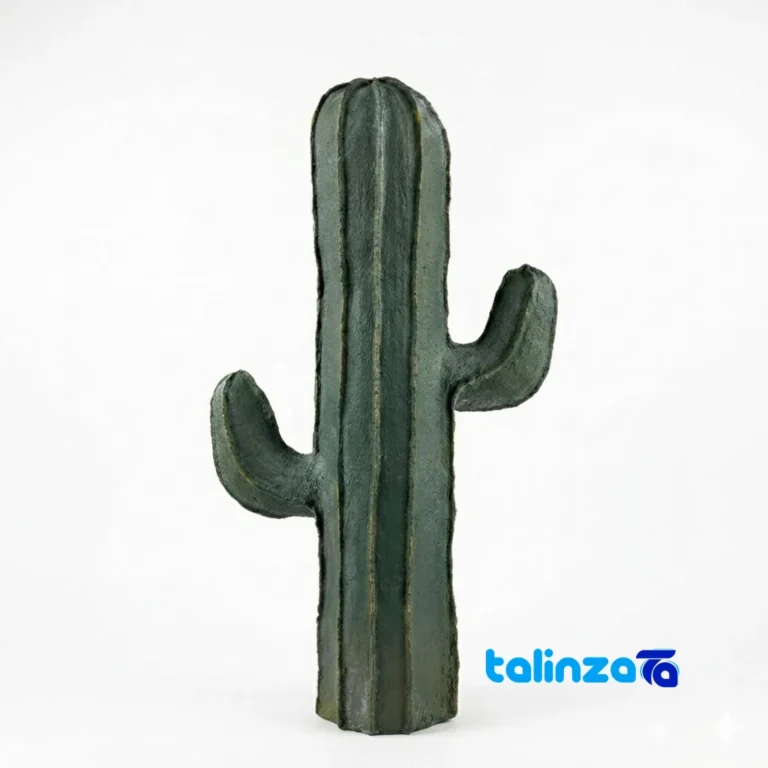 Papier Mache Cactus Sculpture Unique Design and key details (Front view)